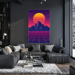 Retro-Futuristic Synthwave Sunset Futuristic Sci-Fi Poster