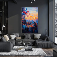 rooftop barbecue at sunset Poster