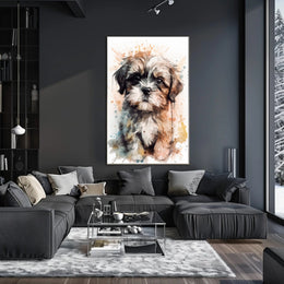 Watercolor Puppy Poster Cute Pet Wall Art Print