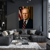 Presidential Portrait with American Flag Historical Poster