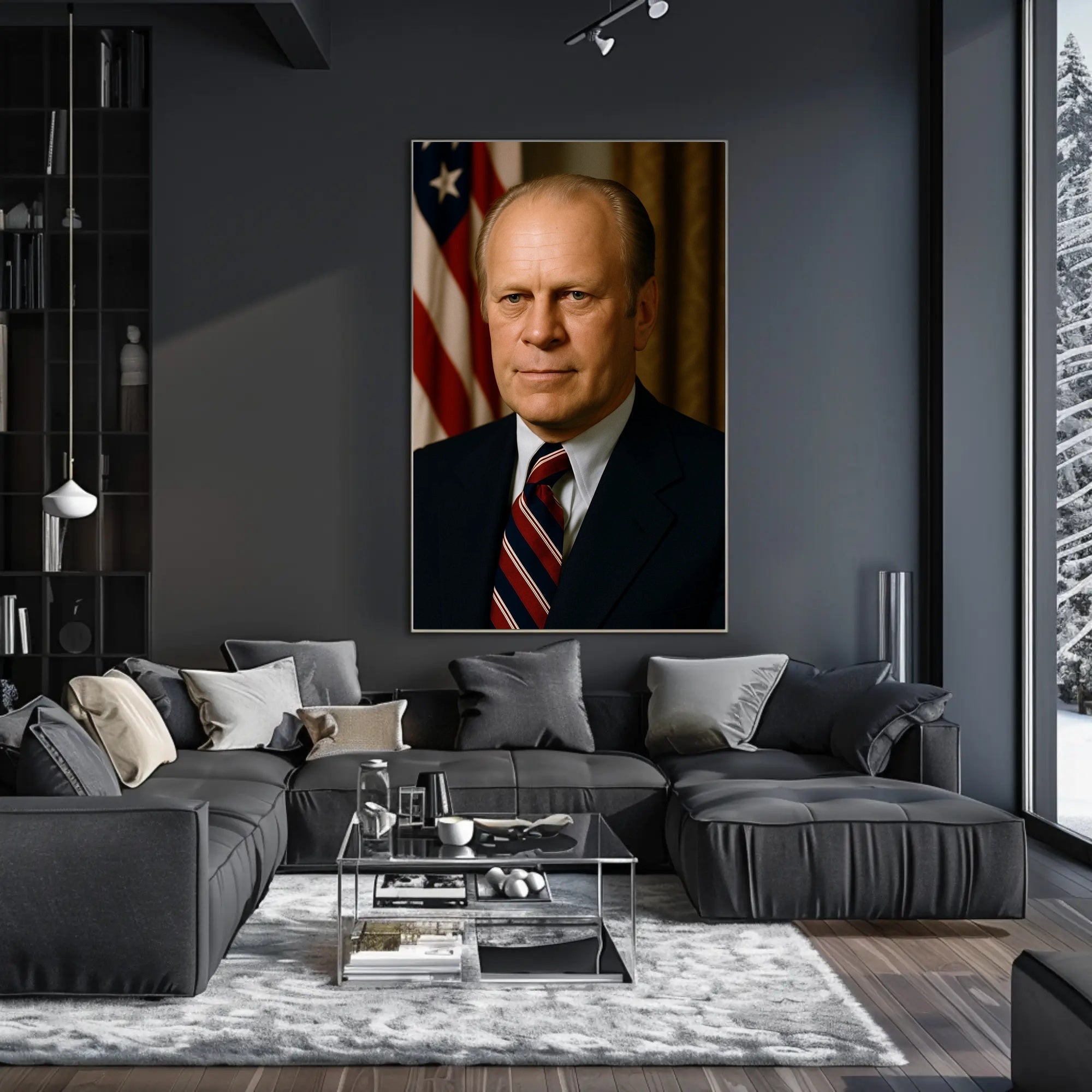 Presidential Portrait with American Flag Historical Poster