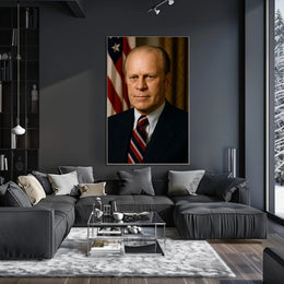 Presidential Portrait with American Flag Historical Poster