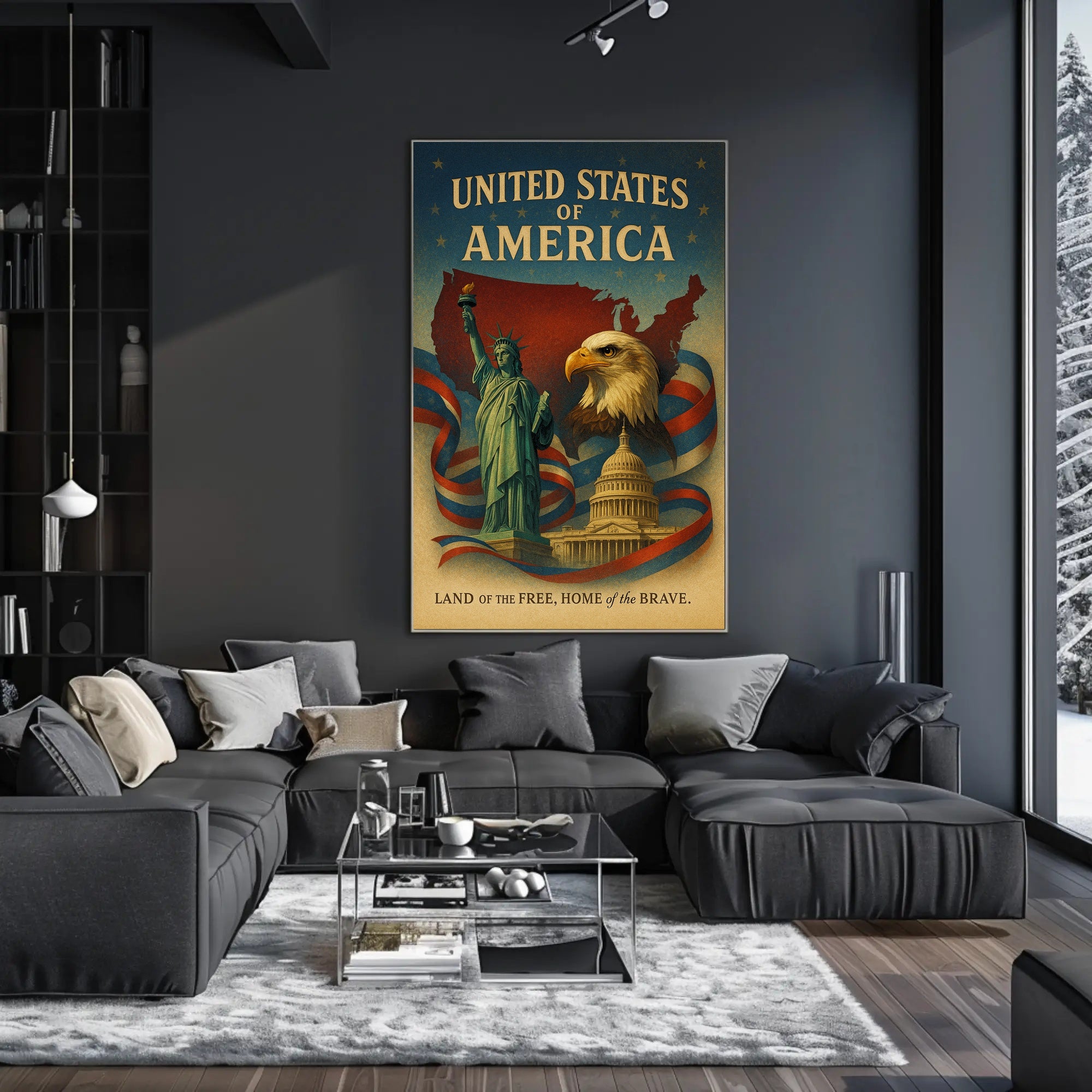 United States of America Land of the Free Poster PosterGoat