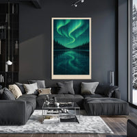 Aurora Borealis Over Frozen Lake Poster