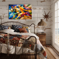 Dynamic Cubist Athletes in Motion Art Poster