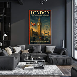 London's Iconic Landmarks Vintage Travel Poster Art