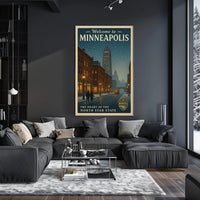 Vintage Minneapolis Winter Scene with Foshay Tower Urban or Cityscape Poster