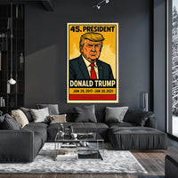Donald Trump 45th President of the United States Inked Comic Style Poster