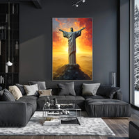 Christ the Redeemer Vibrant Landmark Travel Poster