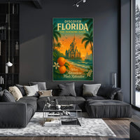 Florida Travel Poster Vintage Sunshine State Wall Art