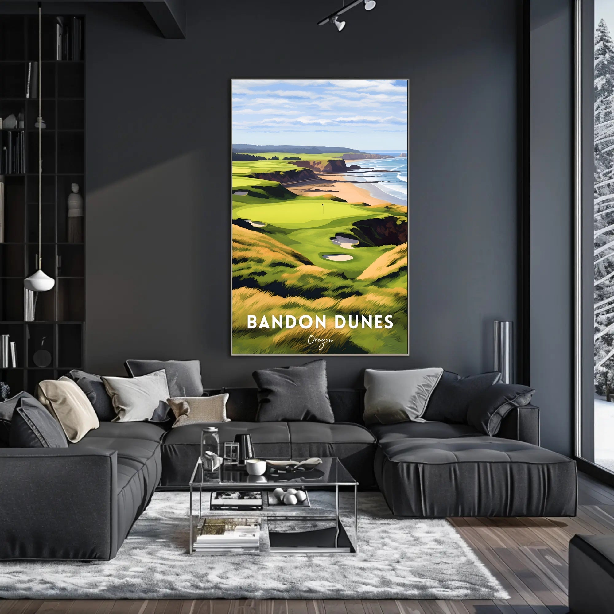 Bandon Dunes Coastal Golf Scene Sports Poster