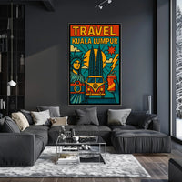 Kuala Lumpur Adventure Retro Travel Poster