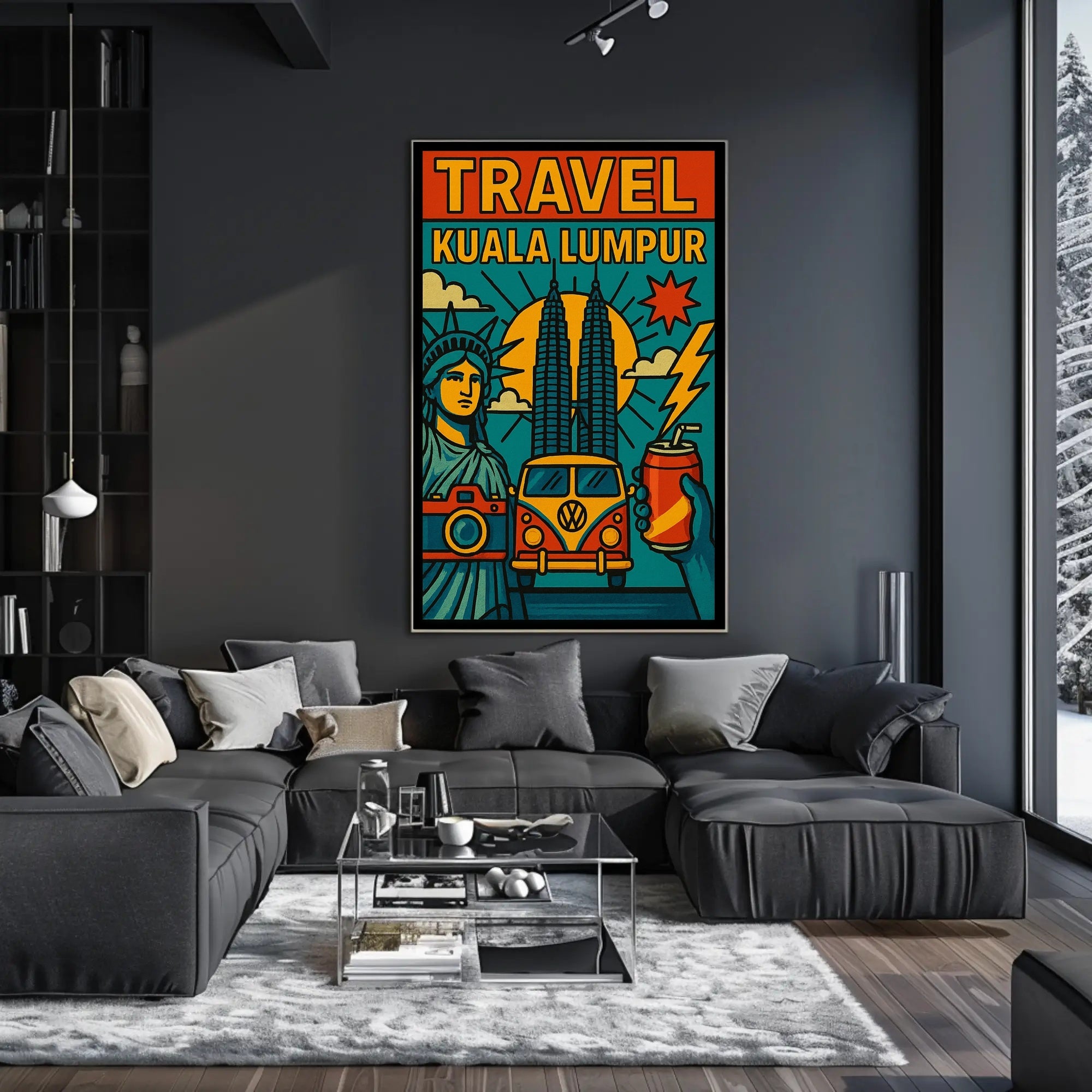 Kuala Lumpur Adventure Retro Travel Poster