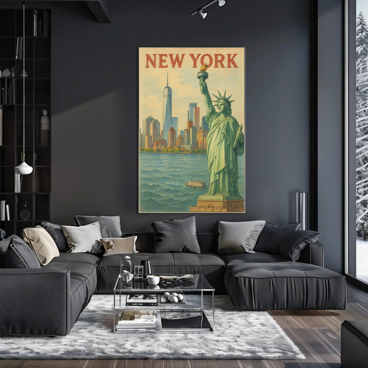 New York Cityscape Poster Urban Wall Art 18x24 Inches