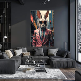 Stylish Rabbit In The City Poster