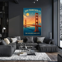 Golden Gate Bridge Vintage Travel Poster Art