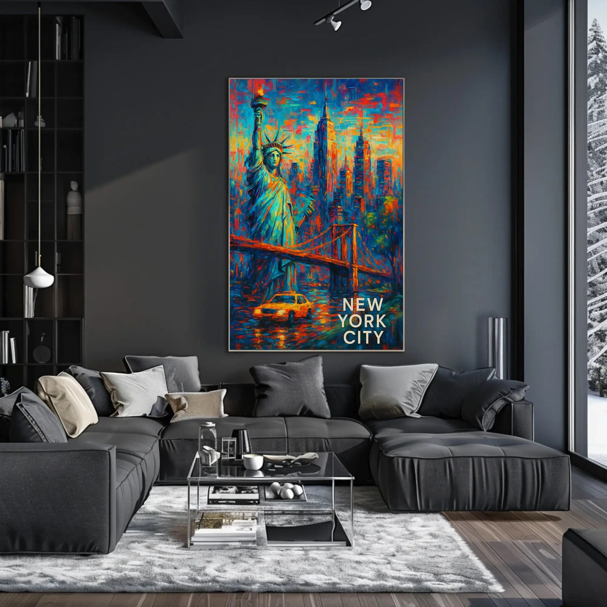 Iconic New York City Landmarks Poster Abstract Wall Art