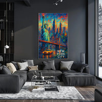 Iconic New York City Landmarks Poster Abstract Wall Art