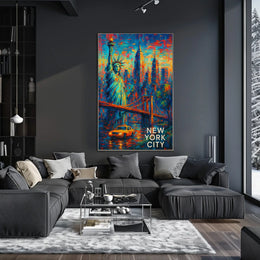 Iconic New York City Landmarks Poster Abstract Wall Art