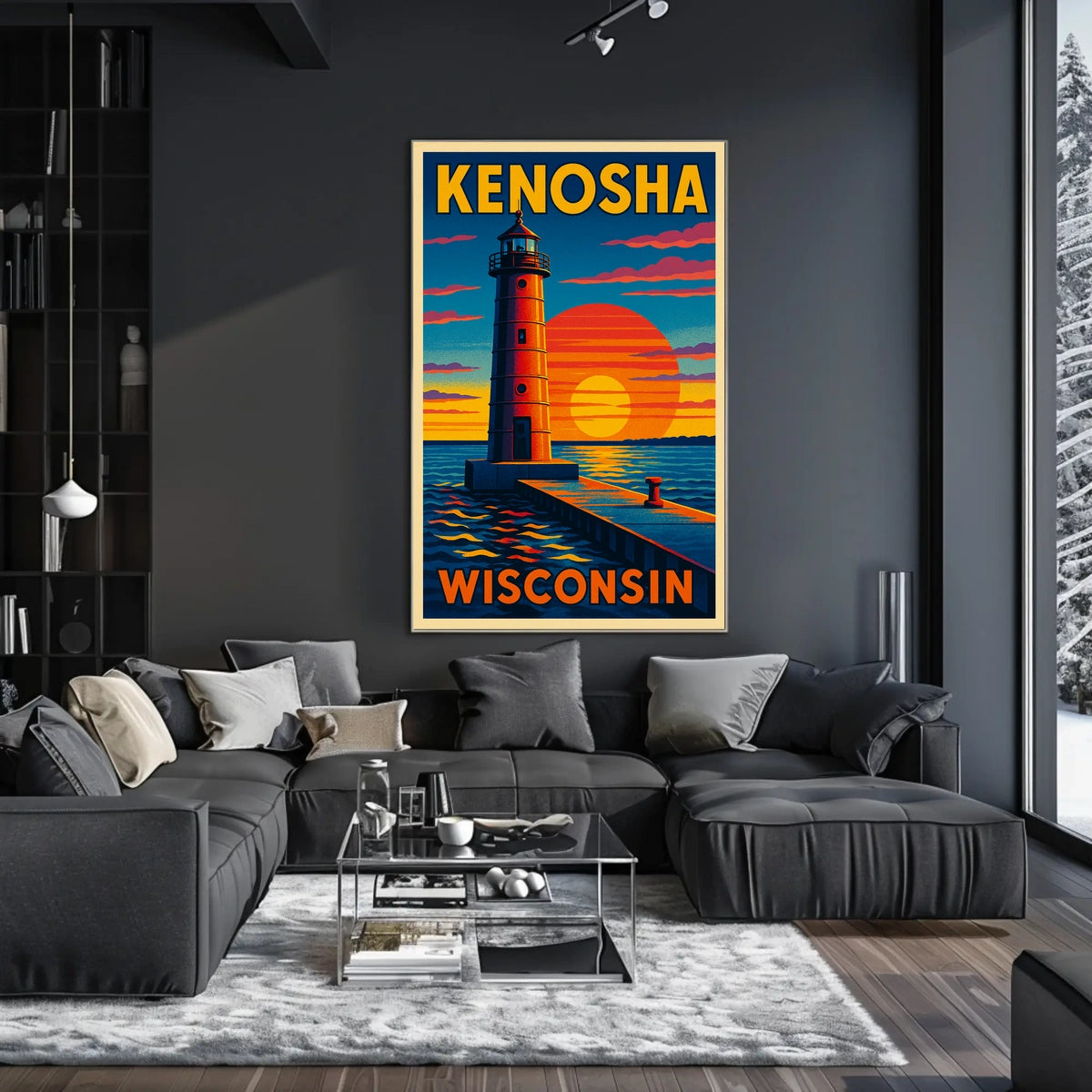 Kenosha Lighthouse at Sunset Poster