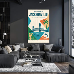 Jacksonville Cityscape Travel Poster PosterGoat