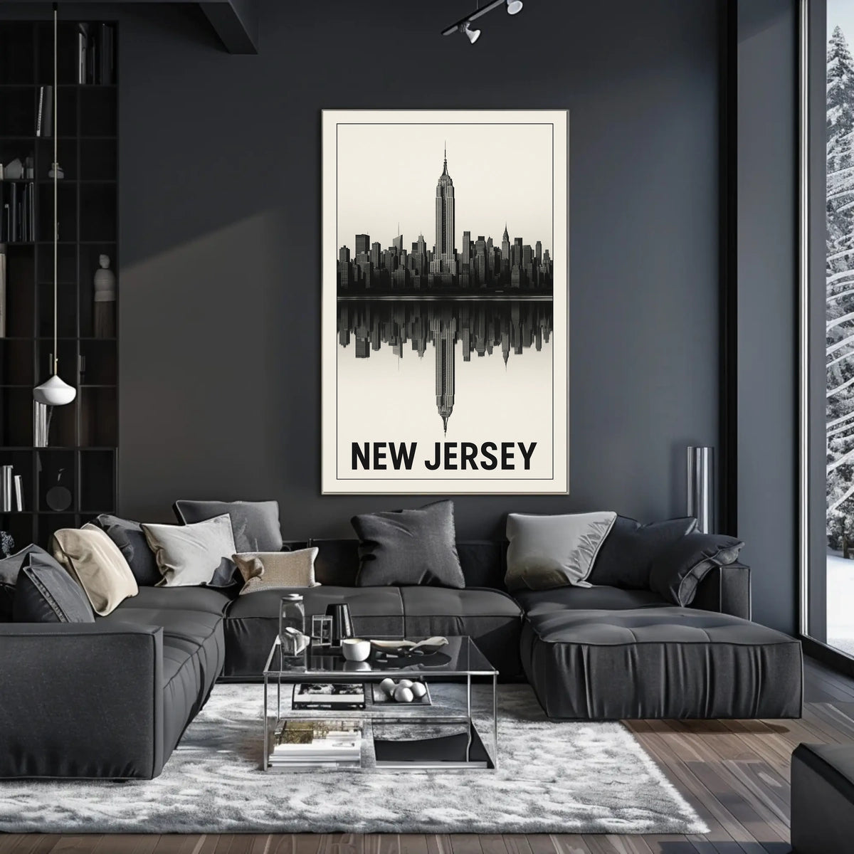 New Jersey Skyline Reflection Poster