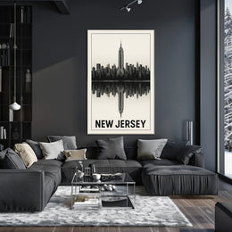 New Jersey Skyline Reflection Poster