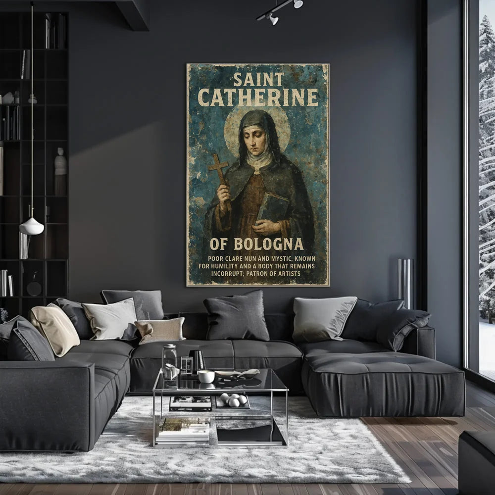 Saint Catherine of Bologna Vintage Religious Art Poster