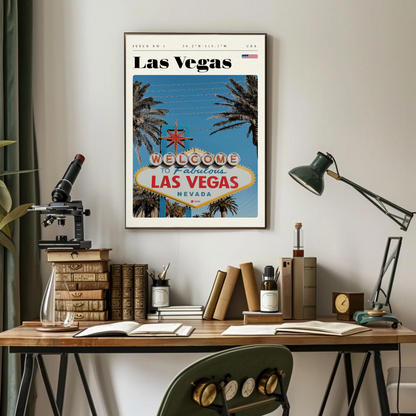 Vintage Poster Las Vegas Sign Daytime