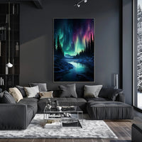 Aurora Borealis Over A Winter Landscape Poster