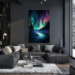 Aurora Borealis Over A Winter Landscape Poster
