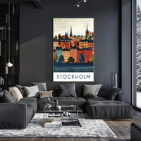 Stockholm Cityscape with Classic European Architecture Travel Poster