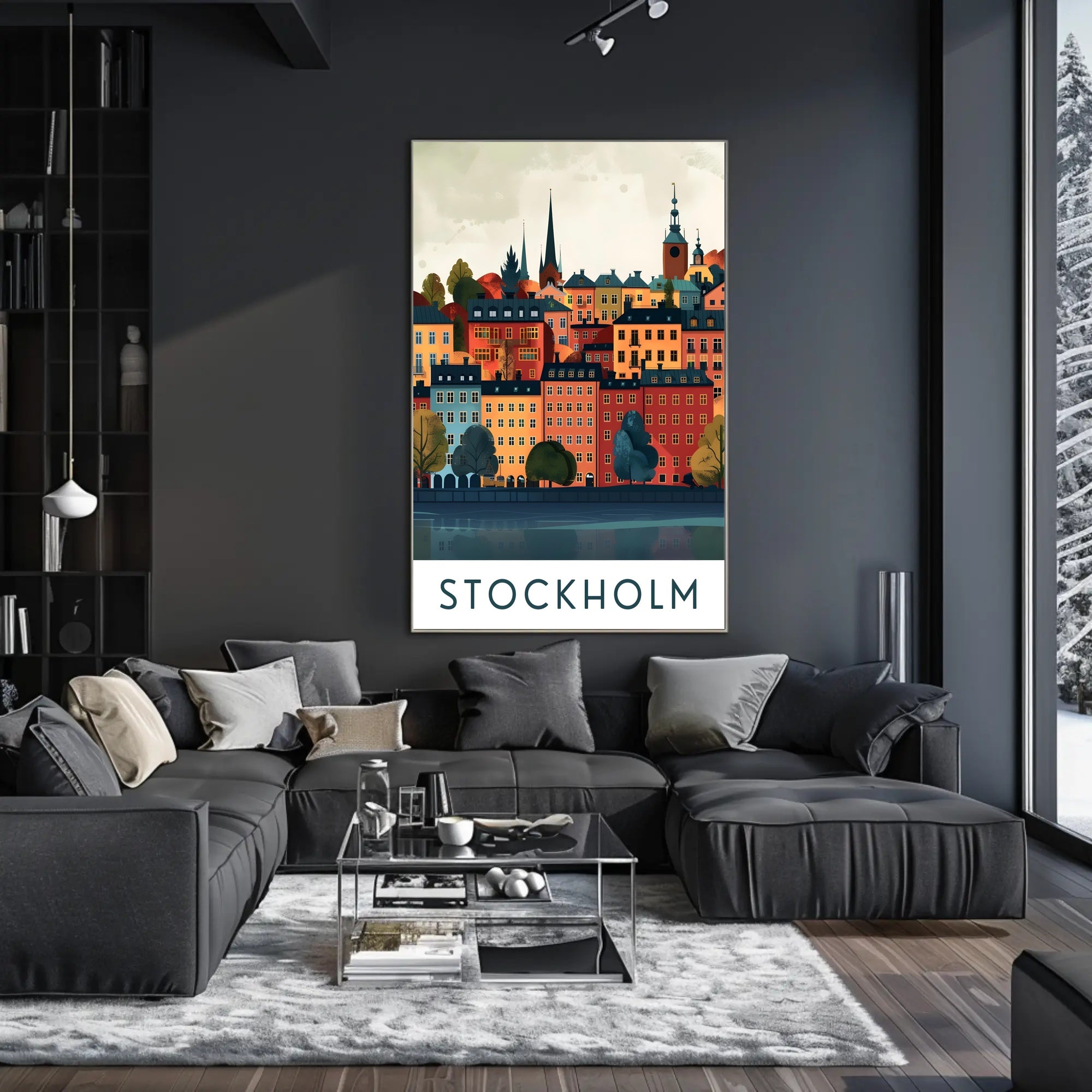 Stockholm Cityscape with Classic European Architecture Travel Poster