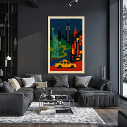 New York City Landmarks Poster Modern Wall Art For Home