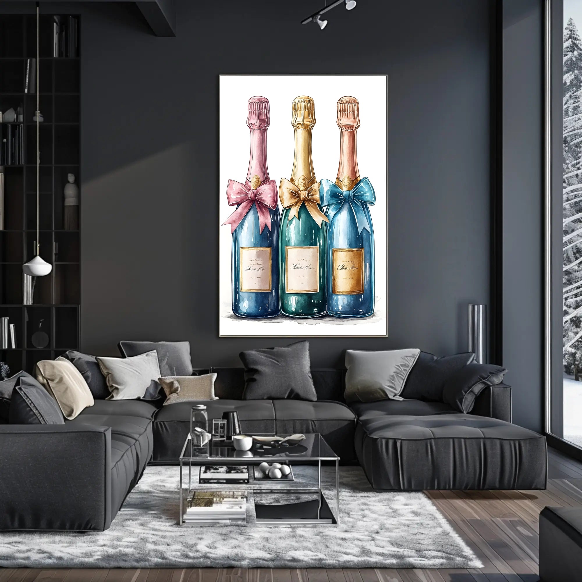 Celebration Bottles Elegant Wall Art Print