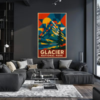Glacier National Park Commemorative Art Poster