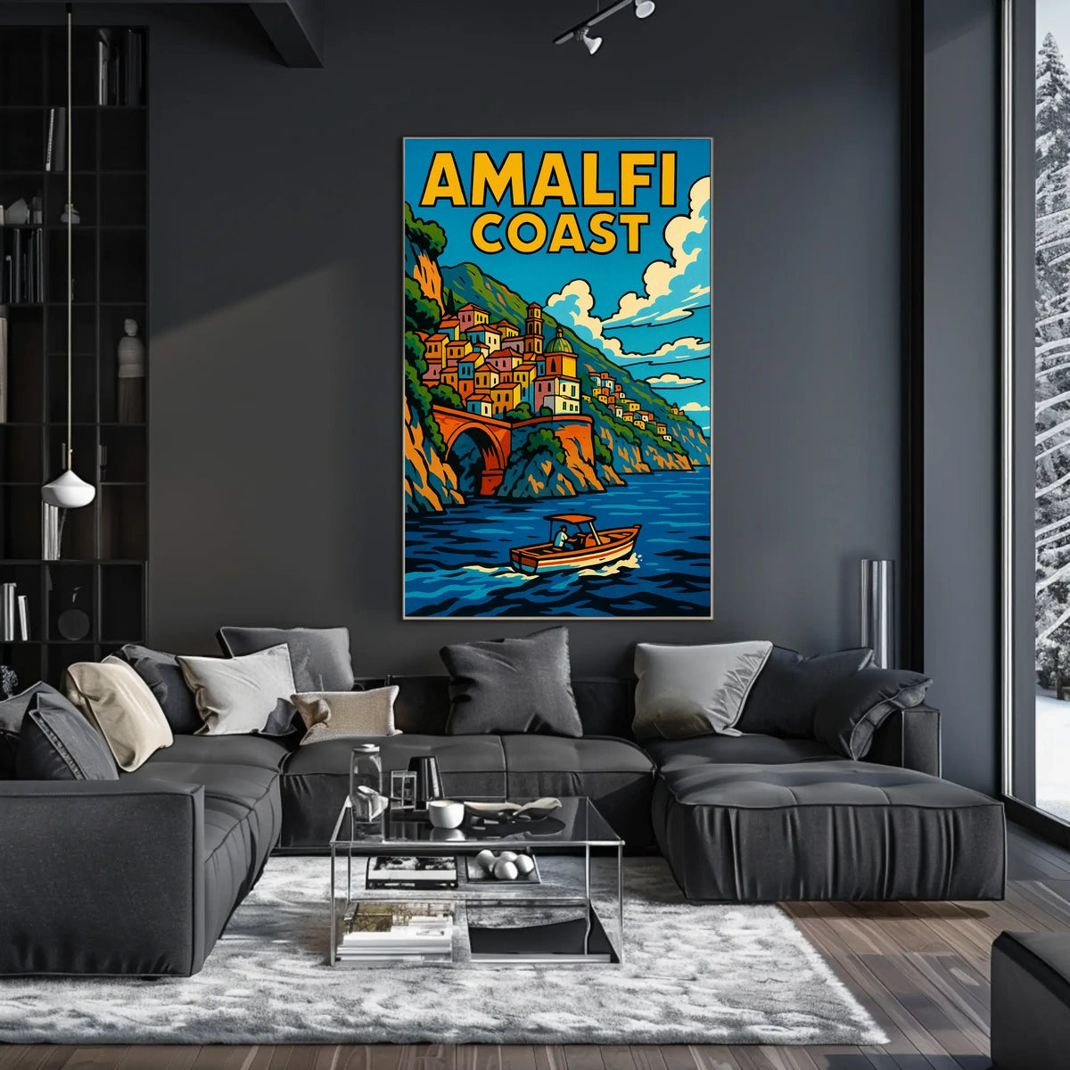 Amalfi Coast Poster Wall Art Scenic Italian Seaside Print