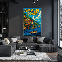 Amalfi Coast Poster Wall Art Scenic Italian Seaside Print