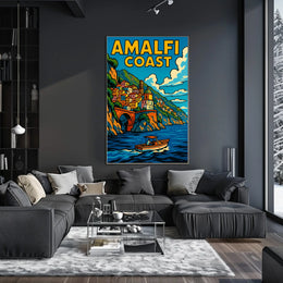 Amalfi Coast Poster Wall Art Scenic Italian Seaside Print