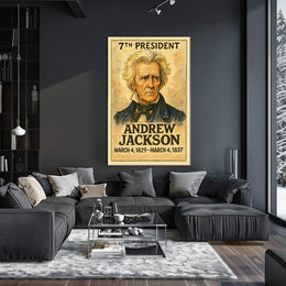 Andrew Jackson 7th President of the United States Exaggerated Cartoon Sketch Poster