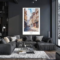 Lille Street Scene in Watercolor Urban or Cityscape Poster PosterGoat