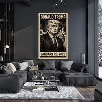 Donald Trump 47th President of the United States B & W Comic Sketch Poster