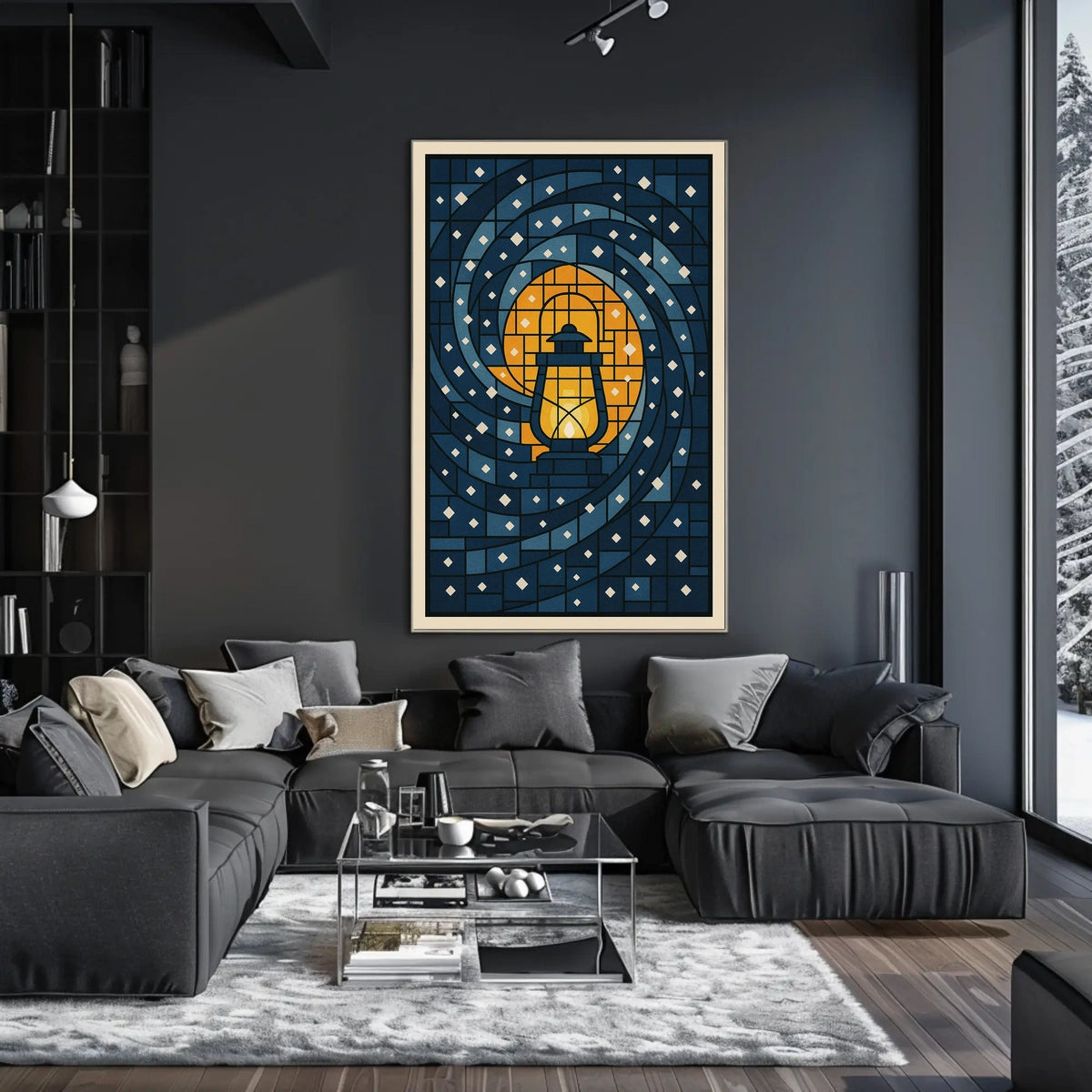 Lantern In The Night Sky Poster