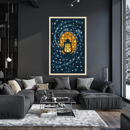 Lantern In The Night Sky Poster