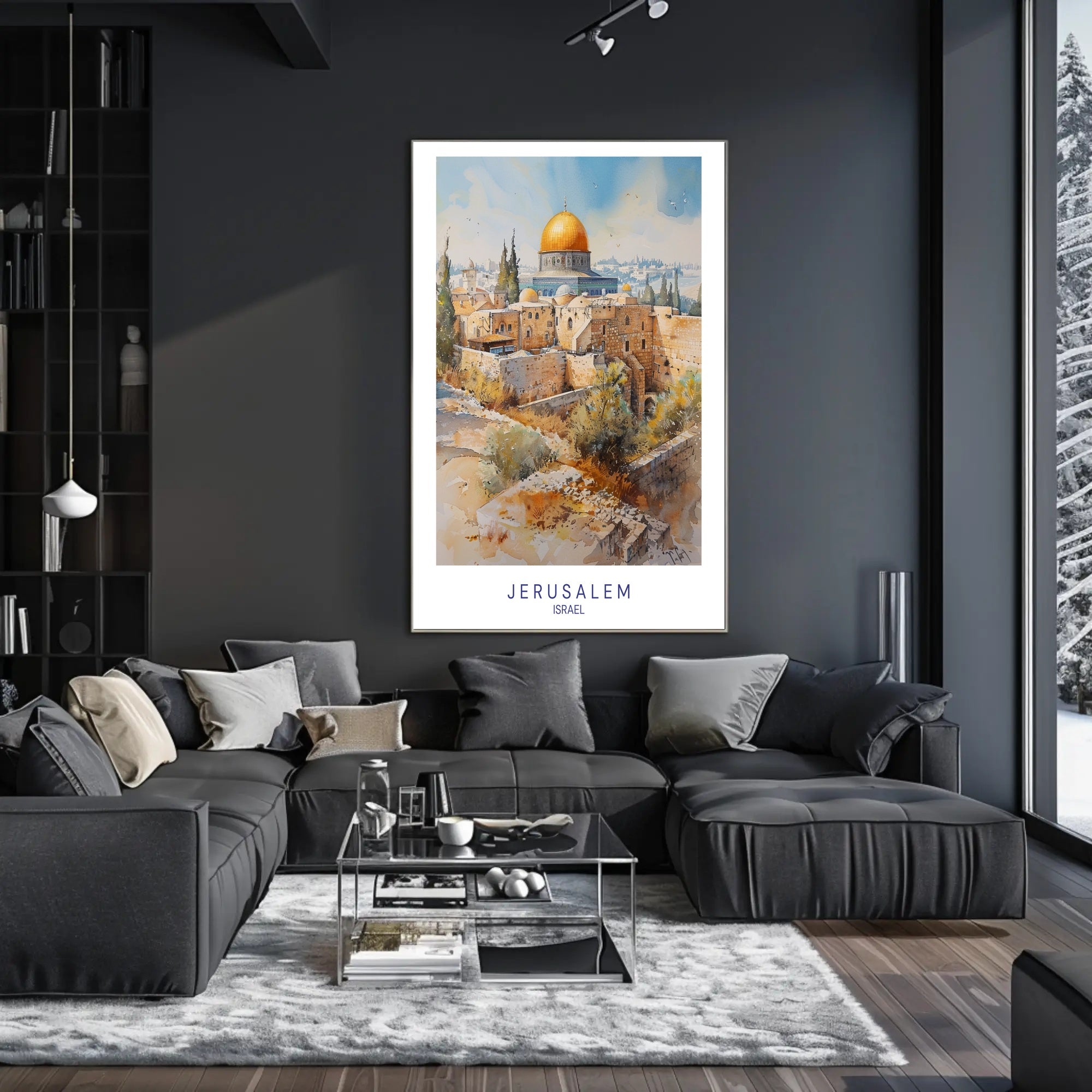 Jerusalem Architectural Watercolor Art Travel Poster PosterGoat