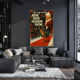 Mrs. Claus Reindeer Fashion Show Festive Pop Culture Poster