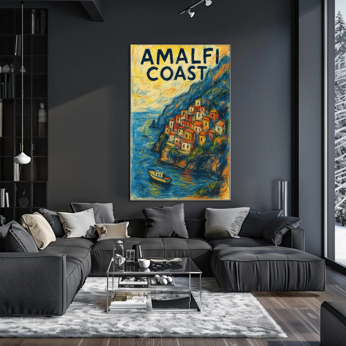 Amalfi Coast Poster Wall Art 18x24 Travel Decor Coastal View