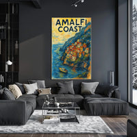 Amalfi Coast Poster Wall Art 18x24 Travel Decor Coastal View