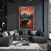 Juneau Bear Silhouette Adventure Vintage Poster