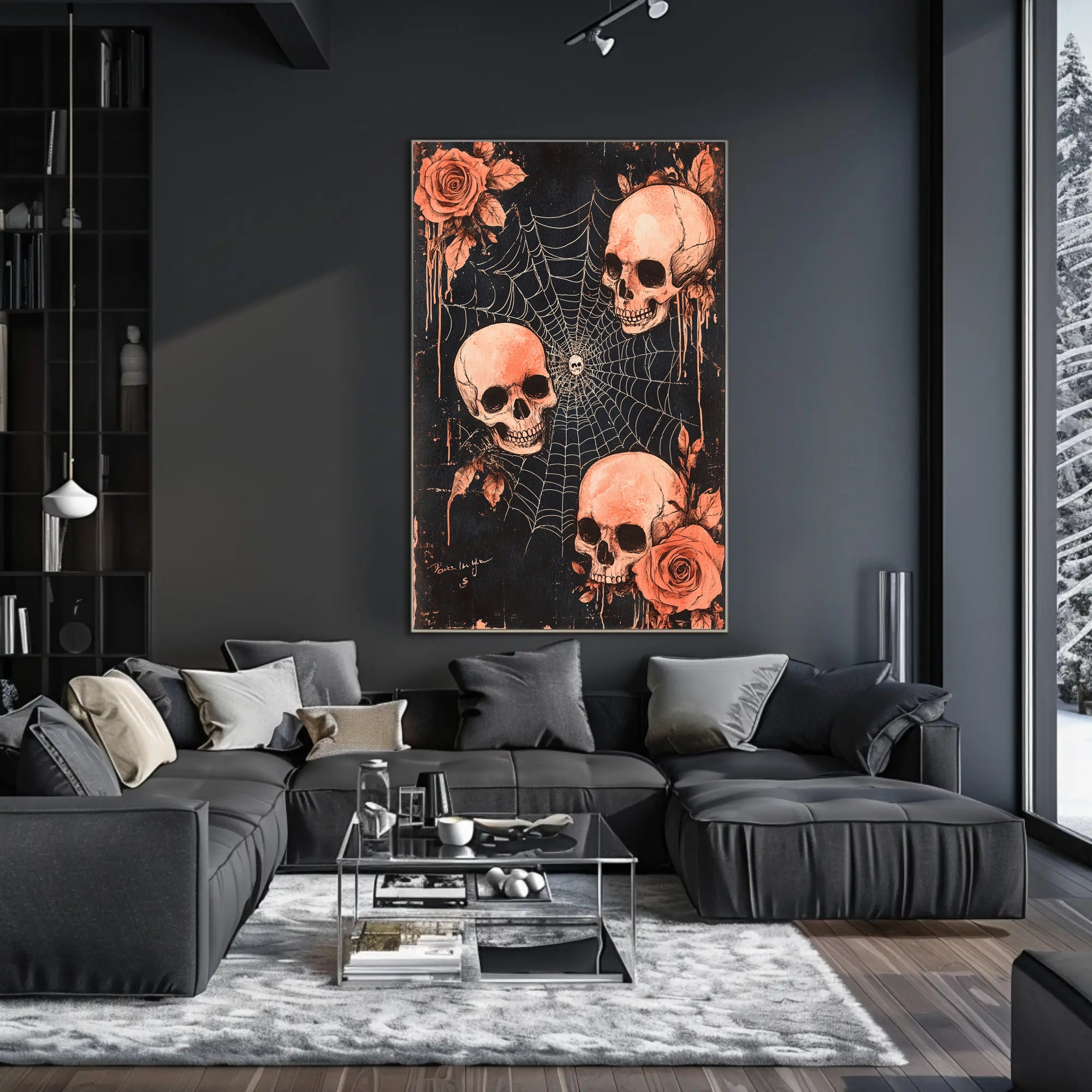 Skulls And Roses Poster